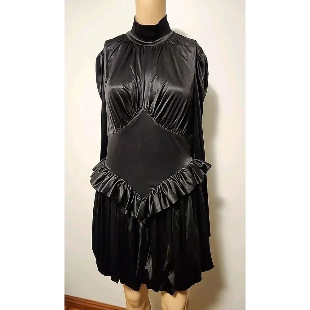 New Paco Rabanne x H&M Designer Black Bubble Mini Dress, Sz M - Picture 3 of 9